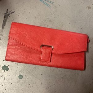 Red + Cream Leather Bi Fold Travel Jewelry Organizer